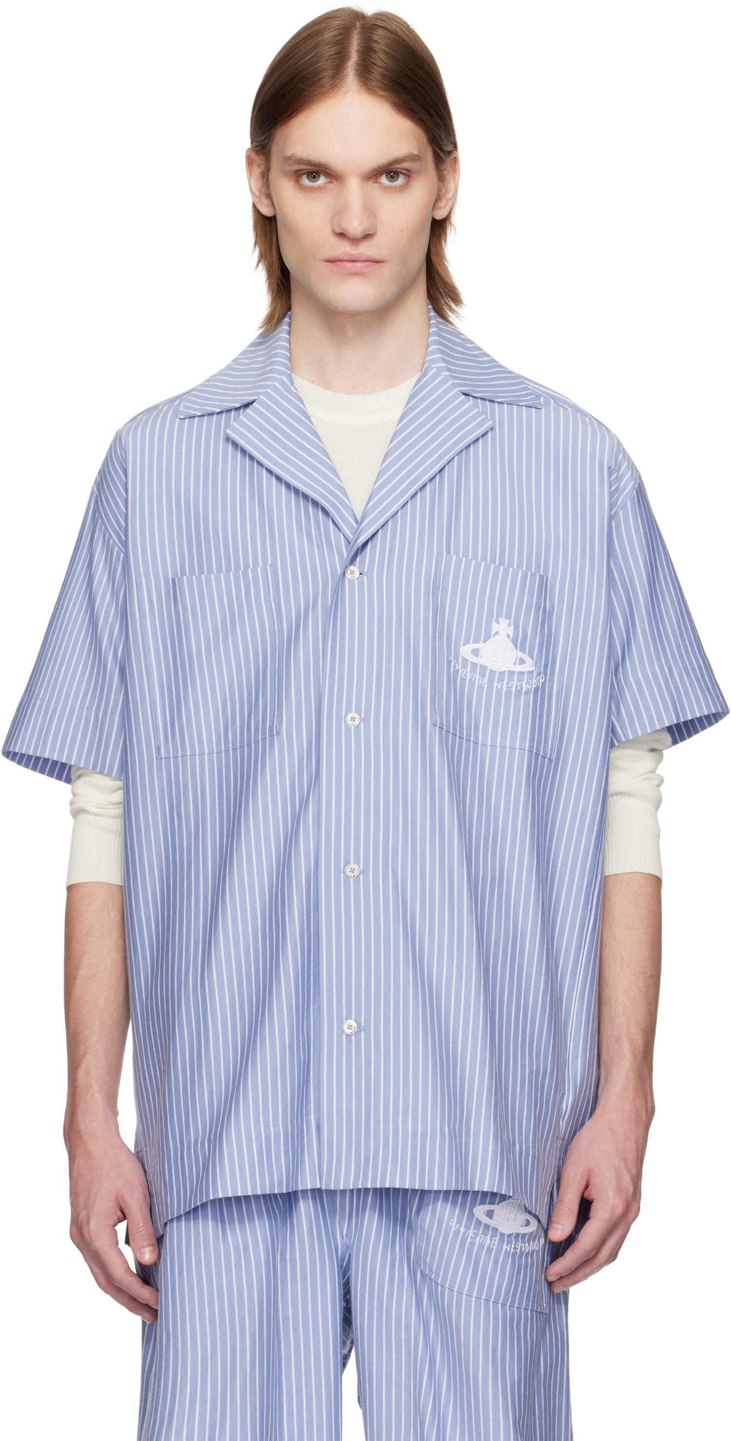 Košeľa Vivienne Westwood Vivienne Westwood Striped Camp Shirt Modrá | 2401003H-J009D-, 0
