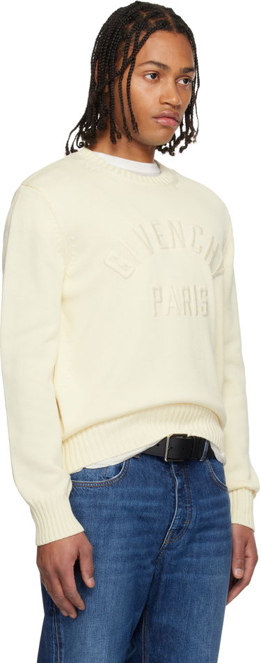 Sveter Givenchy Embossed Lettering Cotton Knit Sweater Biela | BM90W04YNM150, 1