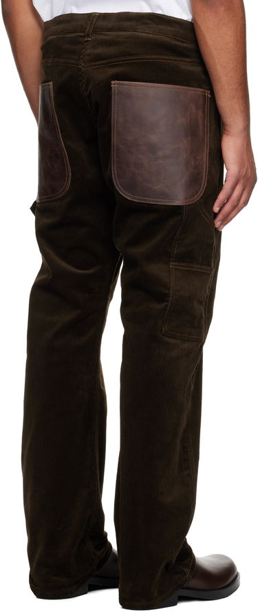 Nohavice Junya Watanabe Junya Watanabe Cotton Corduroy & Leather Trousers Hnedá | WP-P026-051, 2
