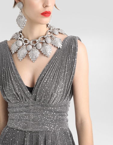 Šaty Dolce & Gabbana Long Sequin Embellished Pleated Dress Šedá | F6TKJTHLM4US0998, 3