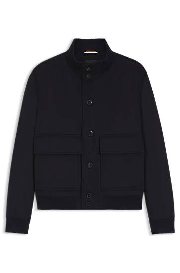 Bomber bunda BOSS Wool-cashmere blouson-style coat with knit trims Čierna | 50551091