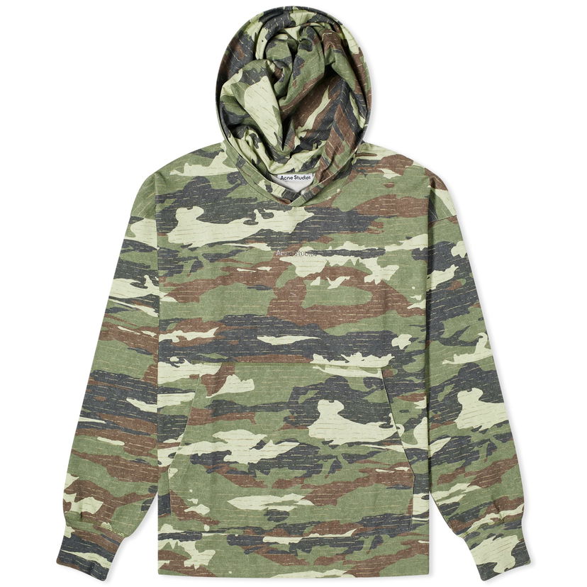 Mikina Acne Studios Franklin H Stamp Archipelago Hoodie "Khaki Green" Zelené | BI0195-AB6