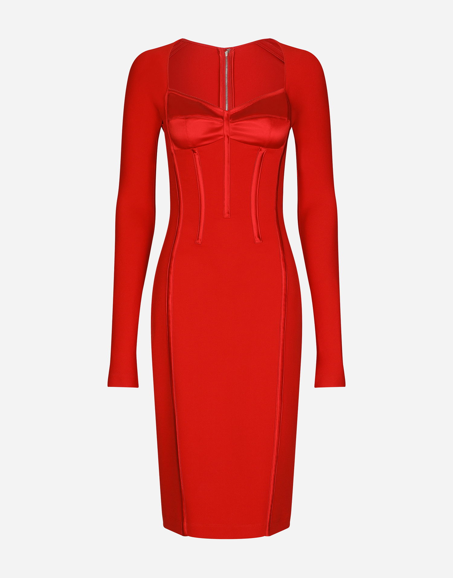 Šaty Dolce & Gabbana Viscose Calf-Length Dress With Corset Details Červená | F6AWRTFURL6R2254, 0