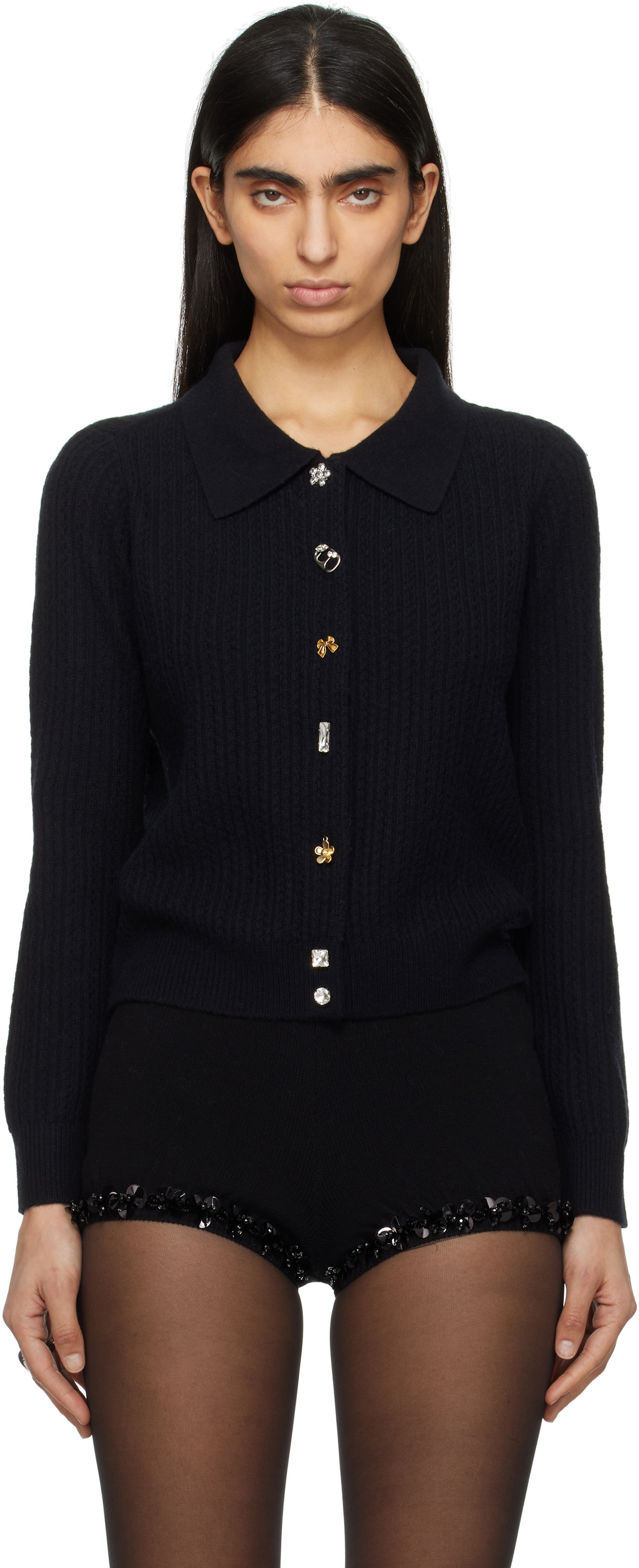 Sveter Marc Jacobs Marc Jacobs Cable Knit Charm Cardigan Čierna | 2S5RTP005K04, 0