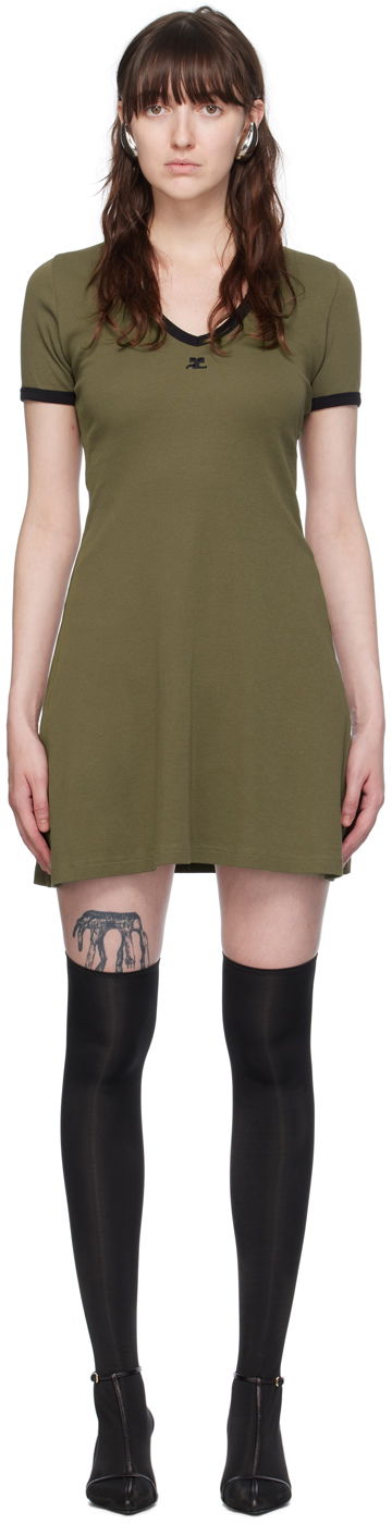 Šaty Courrèges Courrèges V-Neck Mini Dress Zelené | 224JRO397JS0070, 0
