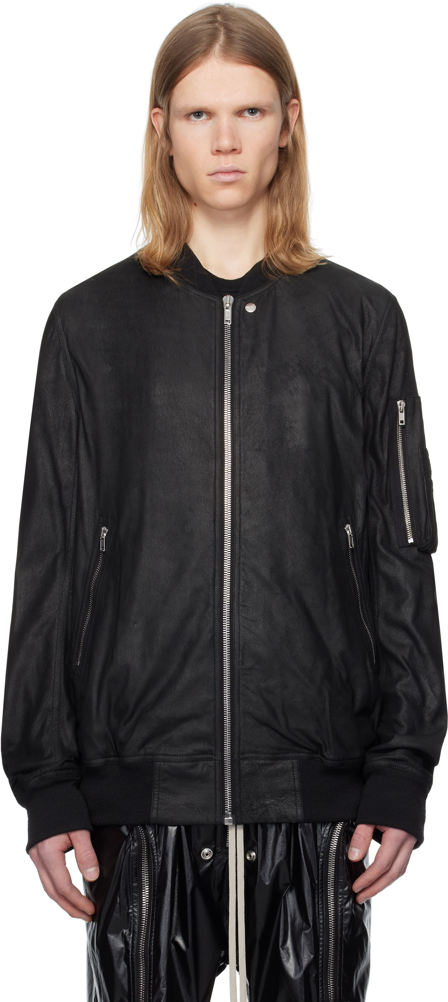 Bomber bunda Rick Owens Rick Owens Hollywood Classic Flight Leather Jacket Čierna | RU01E5778 LBA, 0