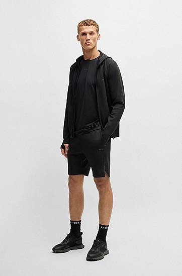 Mikina BOSS Stretch Zip-Up Hoodie with Moisture Management Čierna | 50531224, 1