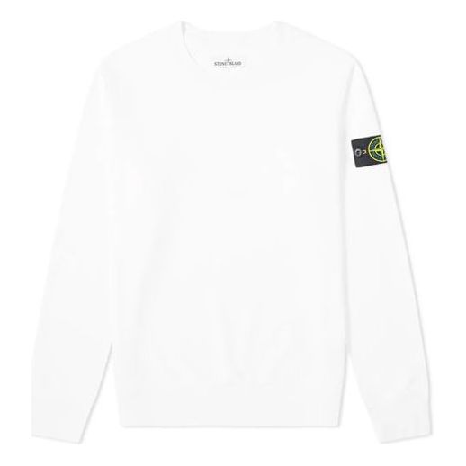 Sveter Stone Island Stone Island Garment Dyed Crew Neck Sweatshirt Biela | 721563051-V0001