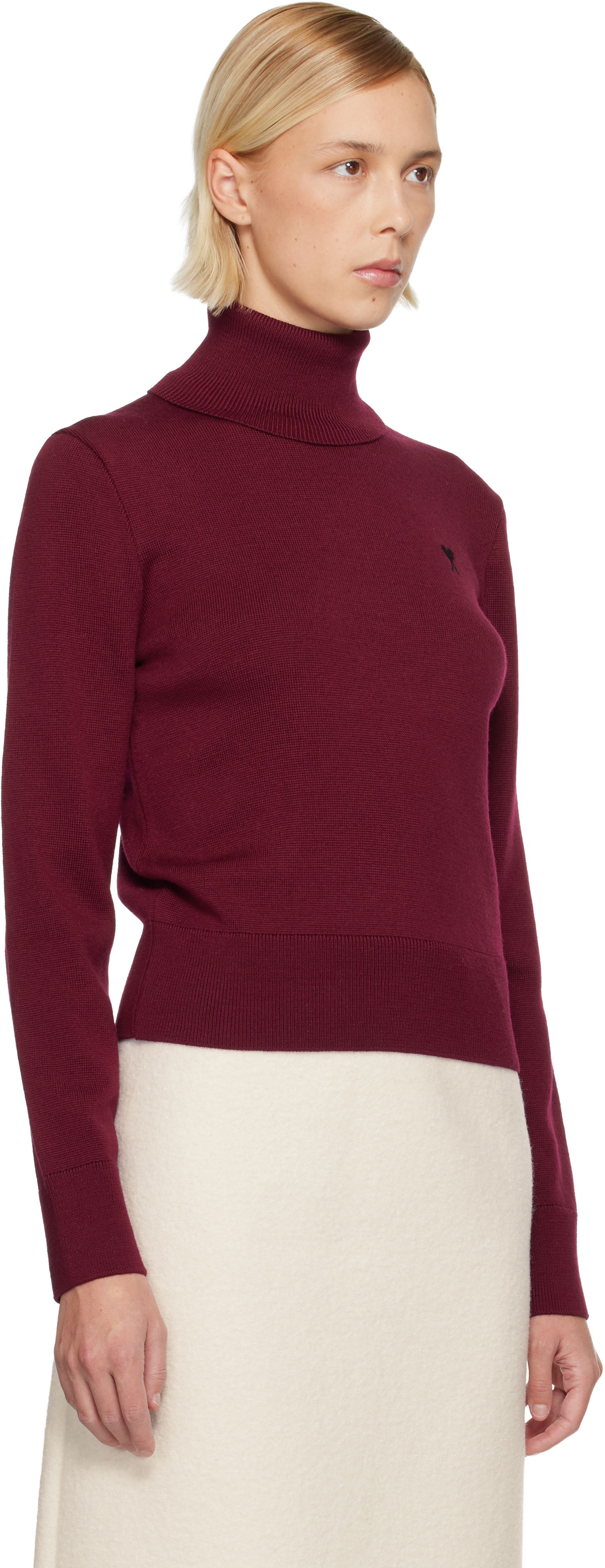 Sveter AMI Wool Ami de Coeur Turtleneck Vínová | H25FKS827.001, 1