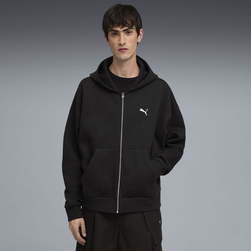 Mikina Puma Wardrobe Essentials Boxy Full-zip Hoodie Čierna | 632066_01