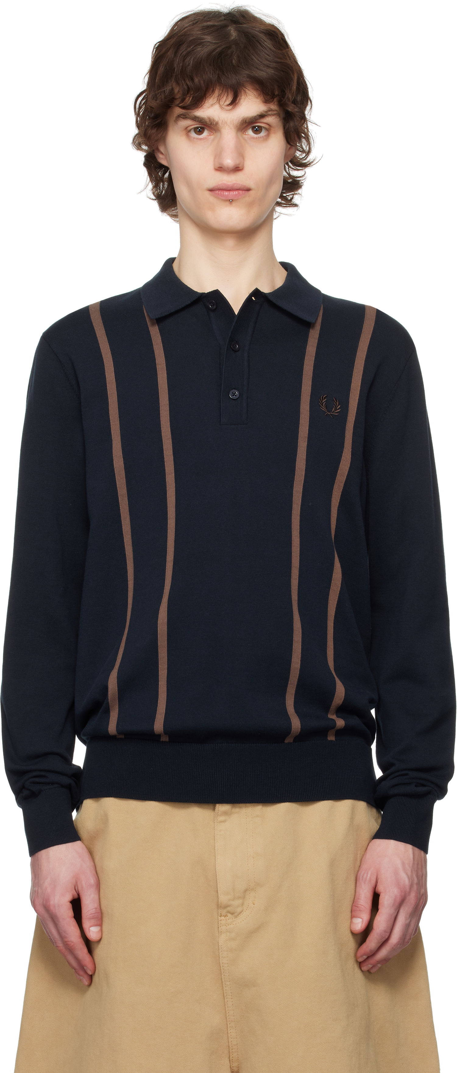 Sveter Fred Perry Fred Perry Knitted Polo Shirt Navy | K6537, 0