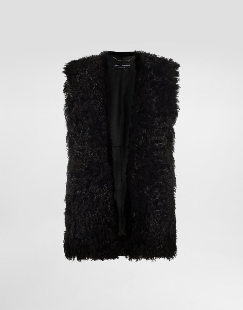 Vesta Dolce & Gabbana Dolce & Gabbana Lamb Fur Vest Čierna | F793LFFUPPON0000