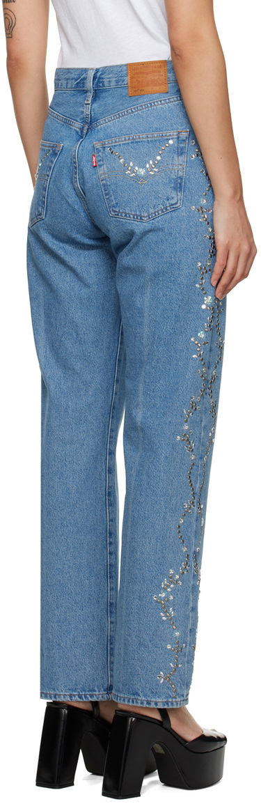 Džínsy Anna Sui Exclusive Embroidered Straight Leg Jeans Modrá | 0123F40, 2
