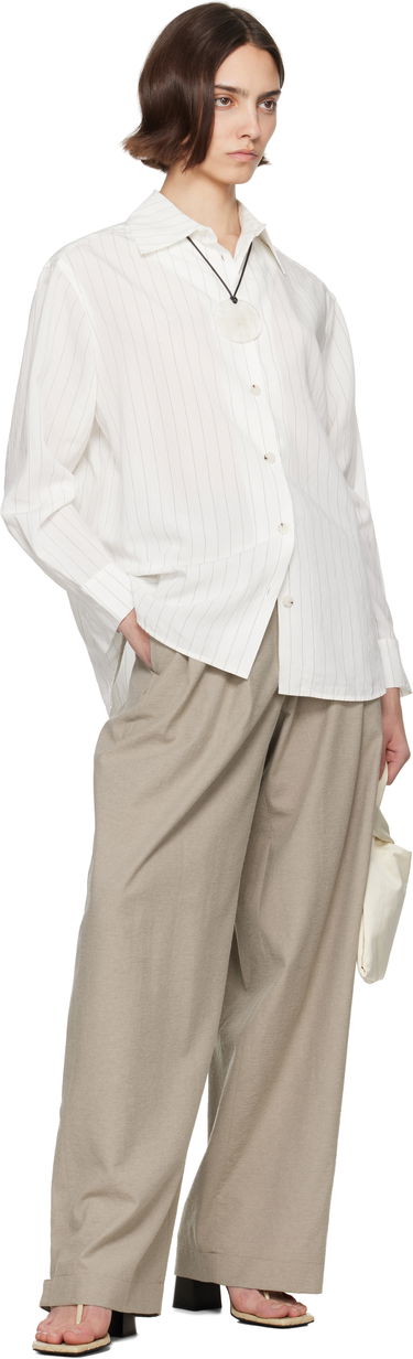 Košeľa Nanushka Nanushka Fryda Pinstriped Button-Down Shirt Biela | NW25SSTP26400, 3