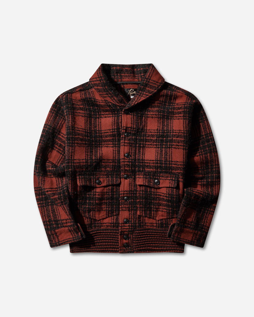 Bunda Needles Wool Plaid Dolman Sleeve Logger Jacket Čierna | RW185 RED