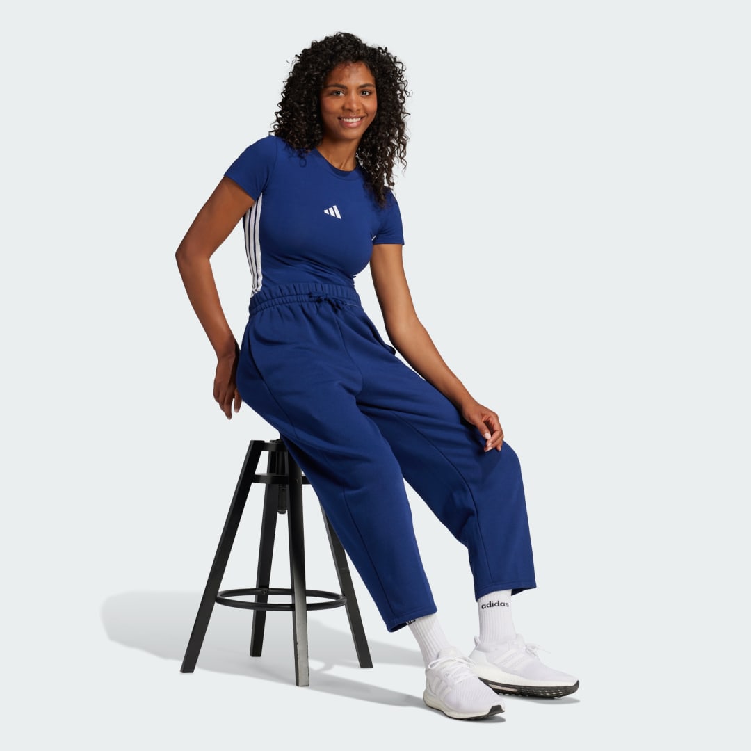 Crop Top adidas Performance 3 Stripes Slim Cropped Tee Modrá | JE1240, 1