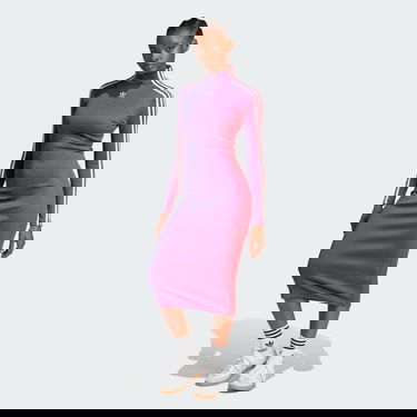 Šaty adidas Performance Ribbed Long Sleeve Fitted Dress Fialová | JW9745, 3
