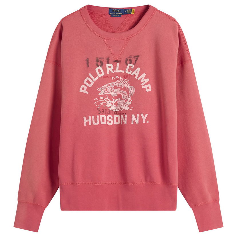 Mikina Polo by Ralph Lauren Camp Sweatshirt with Fish and Hudson NY Graphic Červená | 710P05436-RED