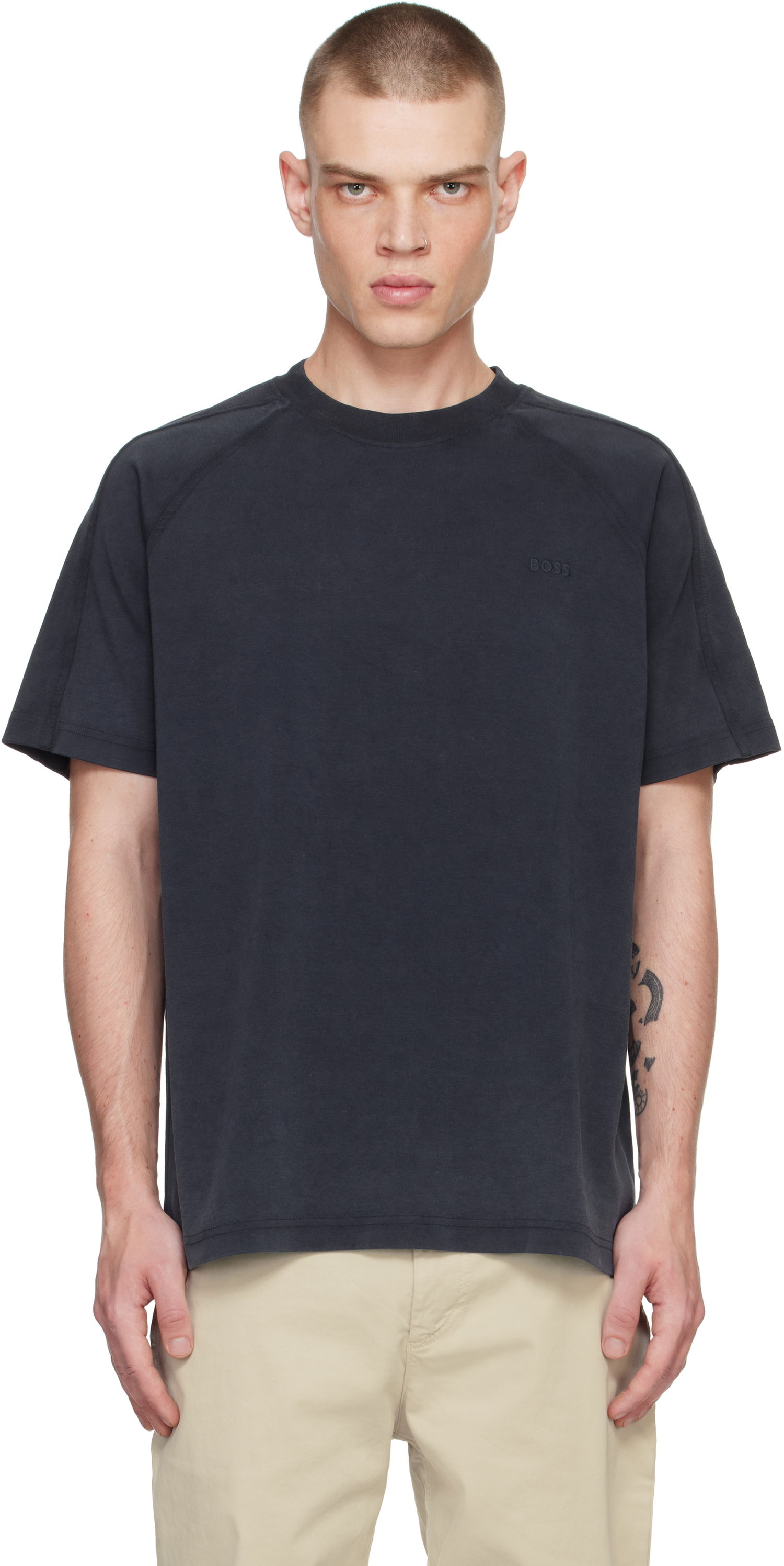 Tričko BOSS Raglan Logo T-Shirt Čierna | 50531235, 0
