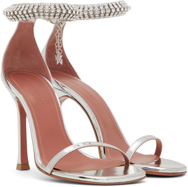 Starostlivosť o obuv Amina Muaddi Amina Muaddi Iman Heeled Sandals with Rhinestone Anklet Metalická | IMAN SANDAL SR MIRROR, 3