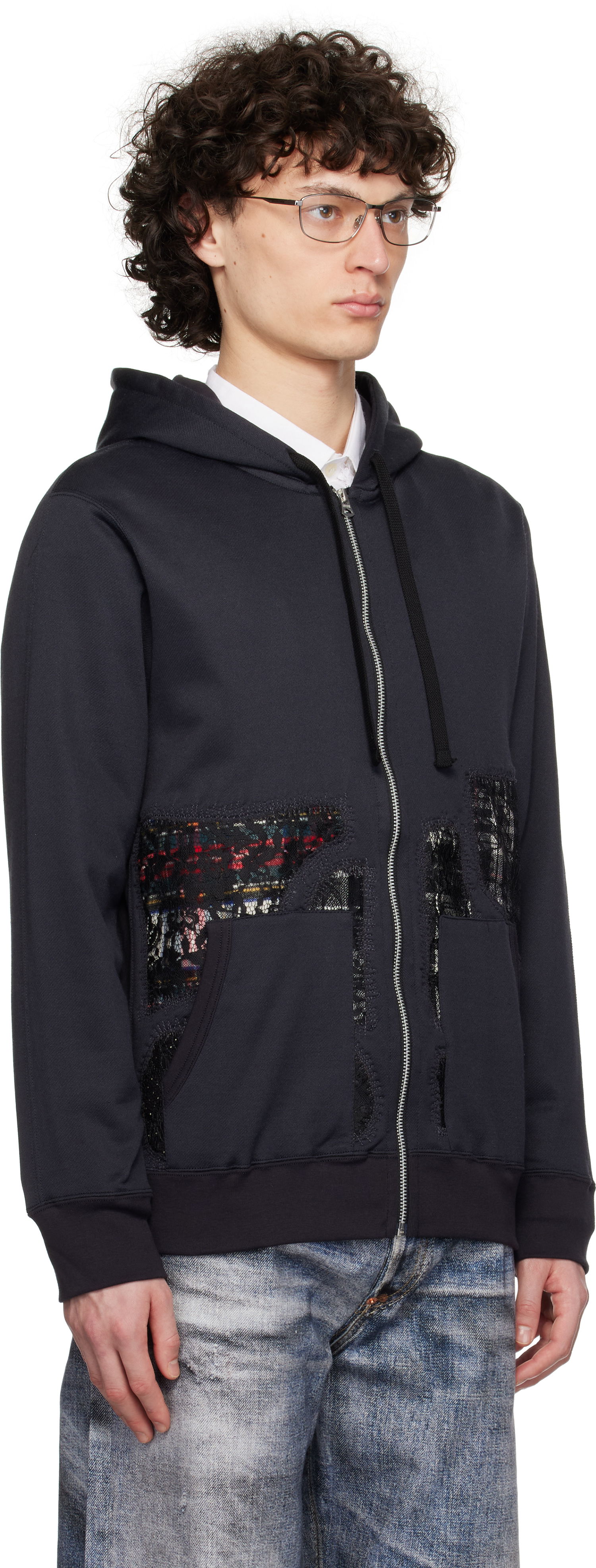 Mikina Junya Watanabe Junya Watanabe Patchwork Zip Hoodie Navy | WO-T005-051, 1