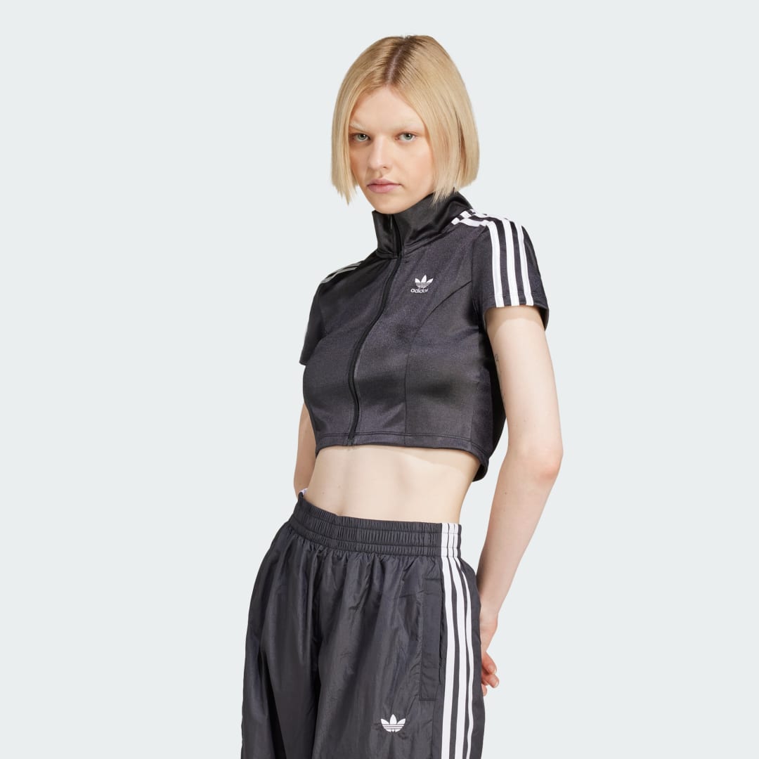 Crop Top adidas Originals Short Sleeve Track Top Čierna | JD0277, 0
