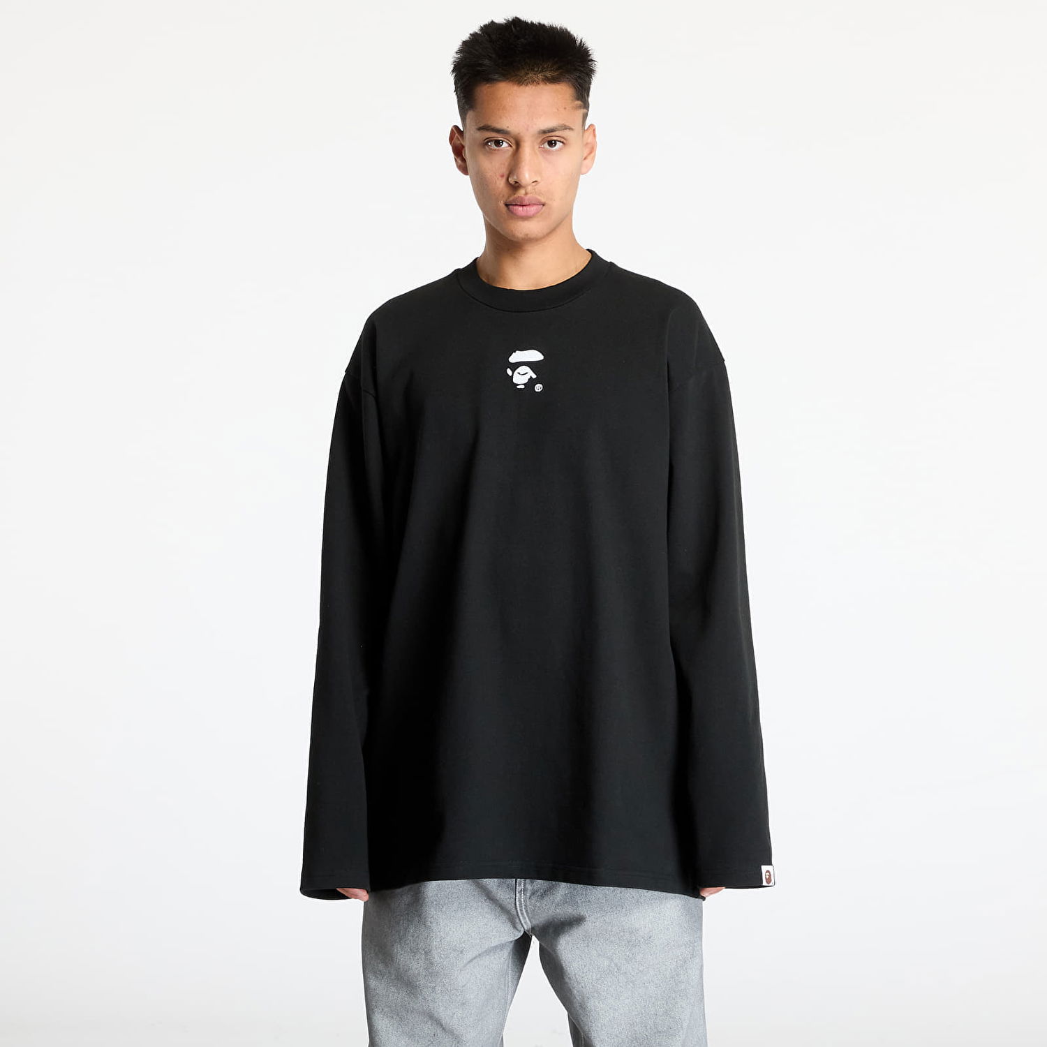 Sveter BAPE A BATHING APE Long Sleeve Tee XXXL Čierna | 001LTK301307MBLK, 0