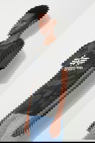 Tričko Alpha Industries Basic T-Shirt Camo Print Zelené | 100501C.125, 4