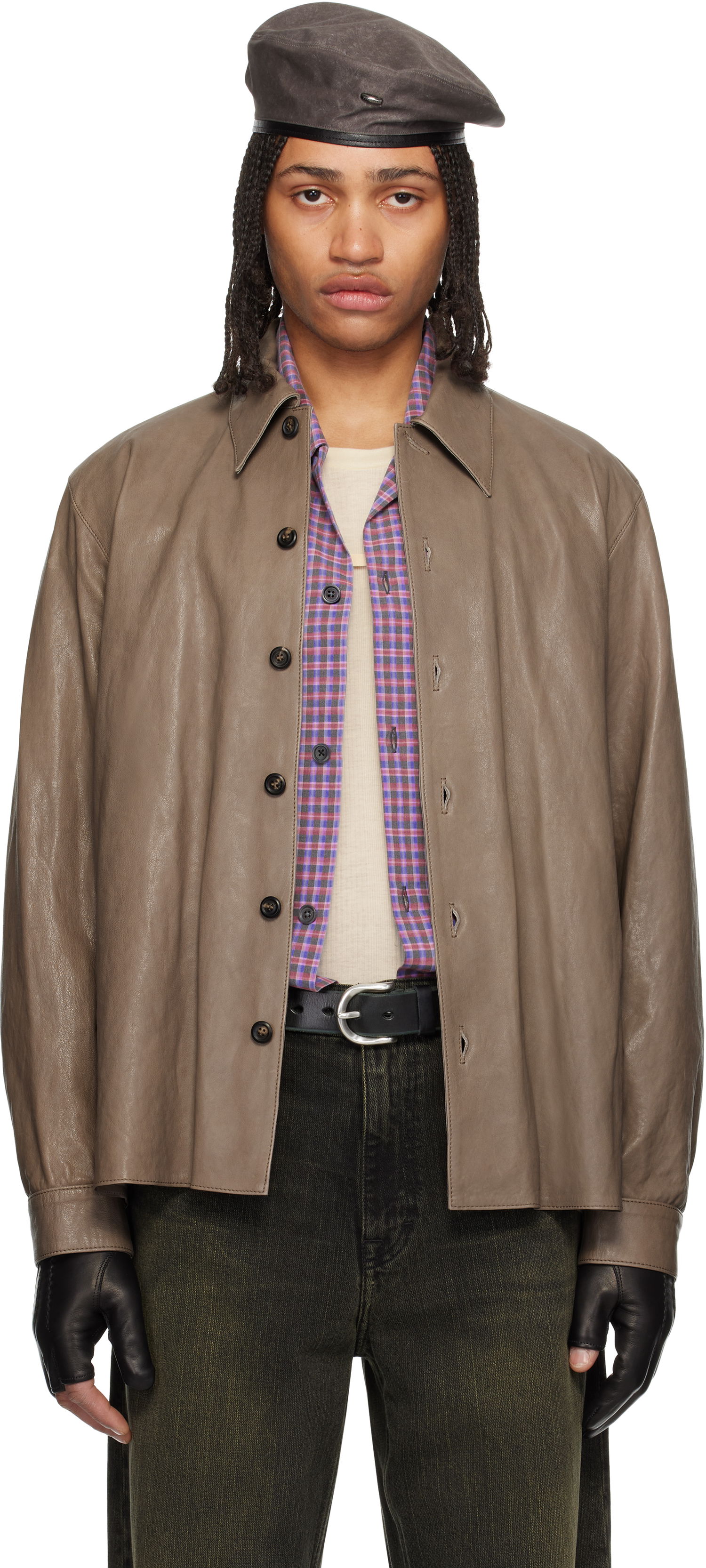 Košeľa OUR LEGACY Our Legacy Welding Leather Shirt Hnedá | M2259W7, 0