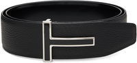 TOM FORD Leather Reversible Belt with Enamel T Buckle