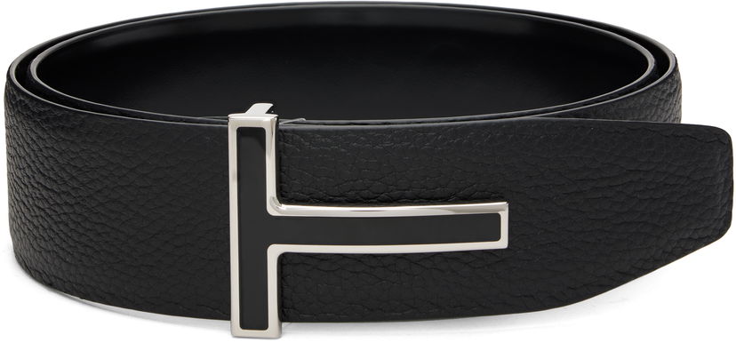 Opasok Tom Ford TOM FORD Leather Reversible Belt with Enamel T Buckle Čierna | TB247-LCL237S