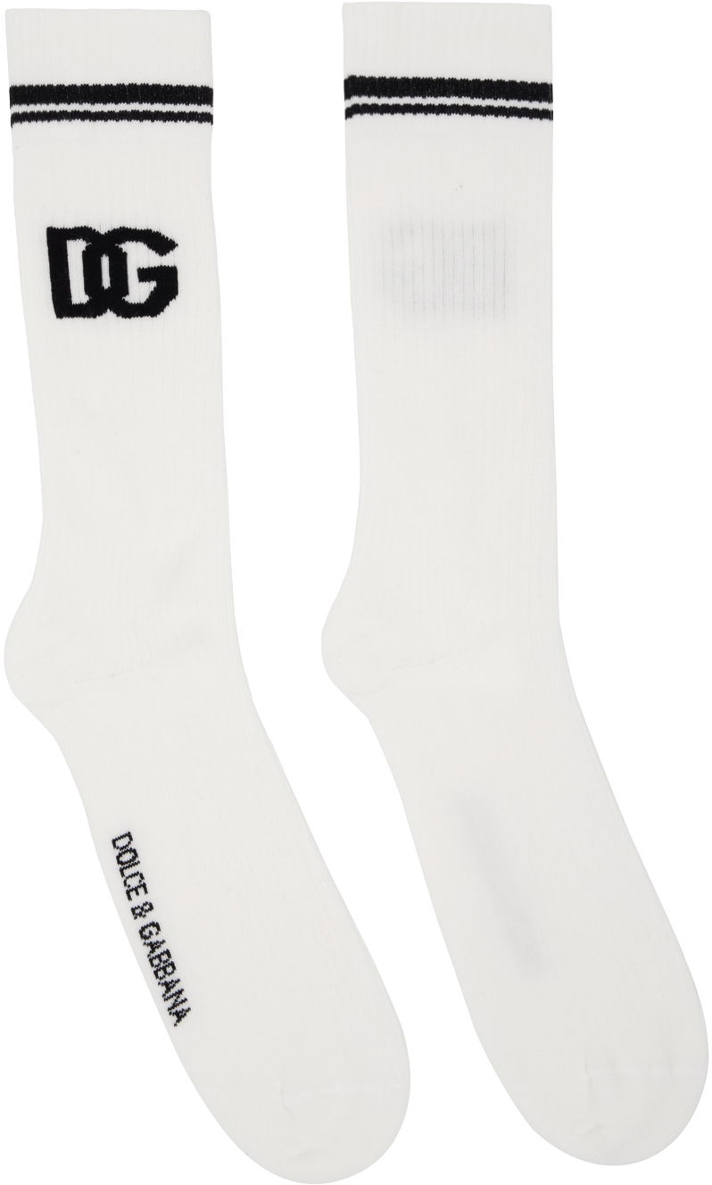 Ponožky Dolce & Gabbana White 'DG' Socks Biela | GXI30TJACLT