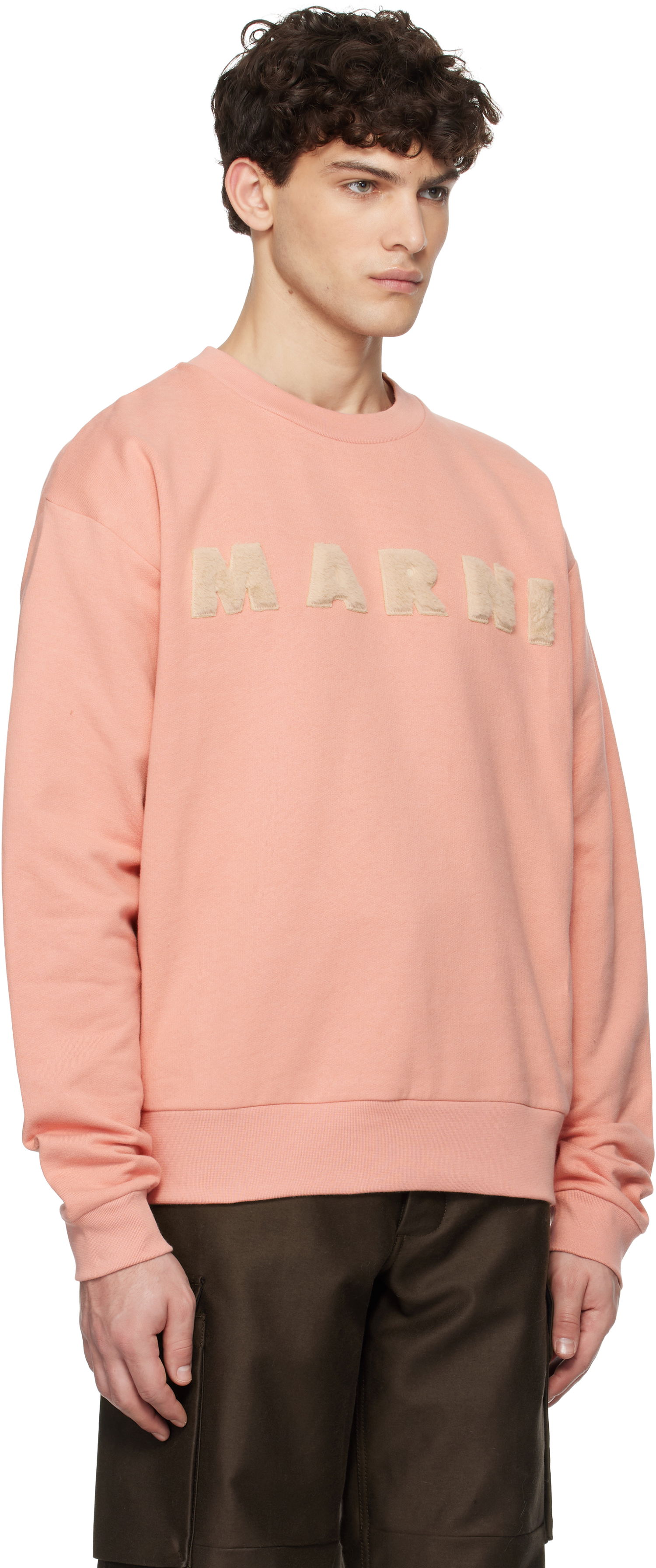 Mikina Marni Faux-Fur Logo Crewneck Sweatshirt Čierna | FUMU0074X3 UTC269, 1