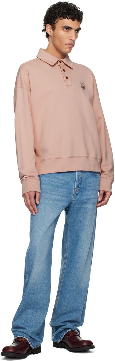 Sveter MAISON KITSUNÉ Maison Kitsuné Fox Head Fleece Oversize Polo Ružová | OM00211KM0001, 3
