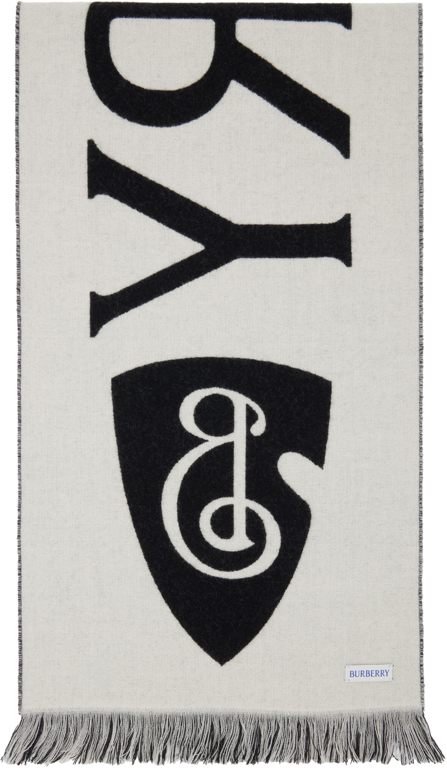 Šál Burberry Burberry Text Wool Scarf Čierna | 8109563, 1
