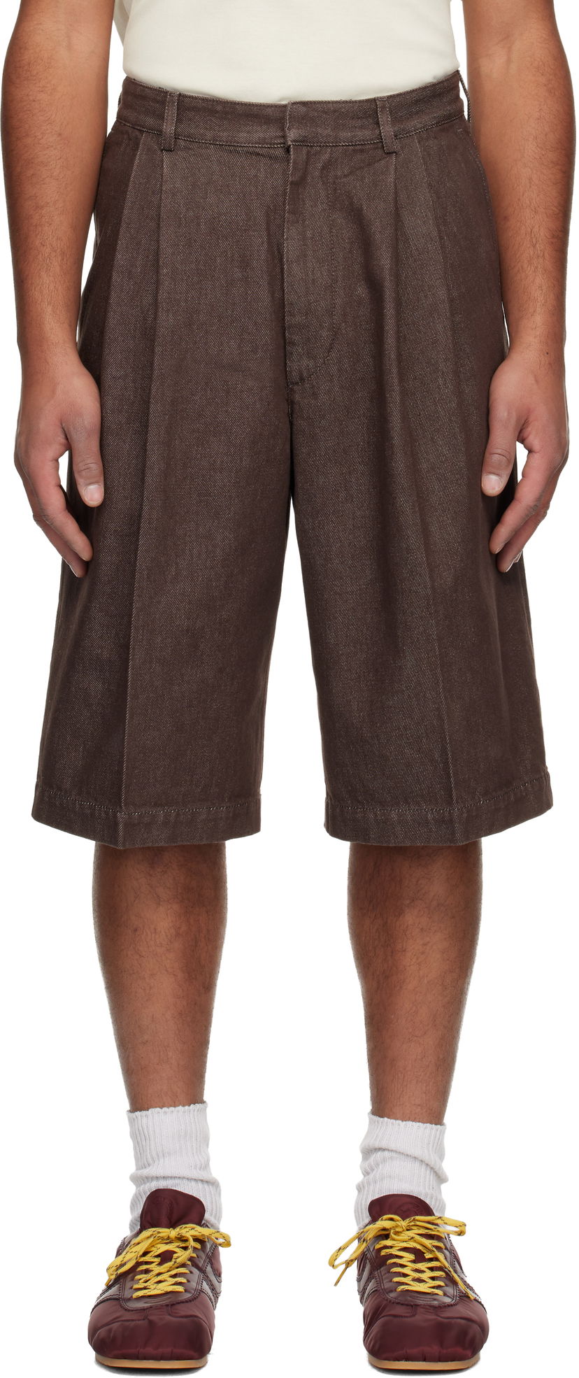 Šortky Dries Van Noten Dries Van Noten Pleated Denim Shorts Hnedá | 252-020965-2385