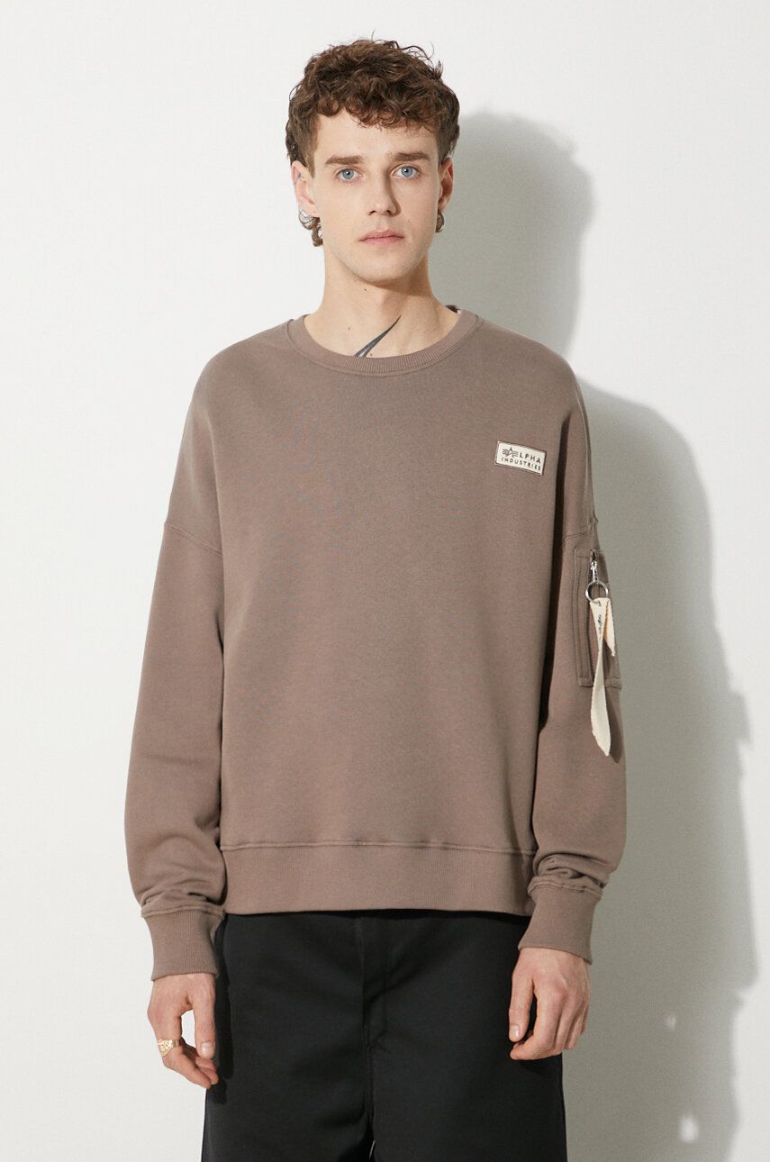 Mikina Alpha Industries Crewneck Sweatshirt Hnedá | 118317.628, 0