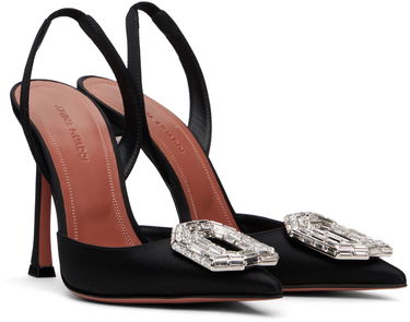 Tenisky a topánky Amina Muaddi Slingback Heels with Crystal Buckle Čierna | CAMELIA SLING 105 SR SATIN, 3