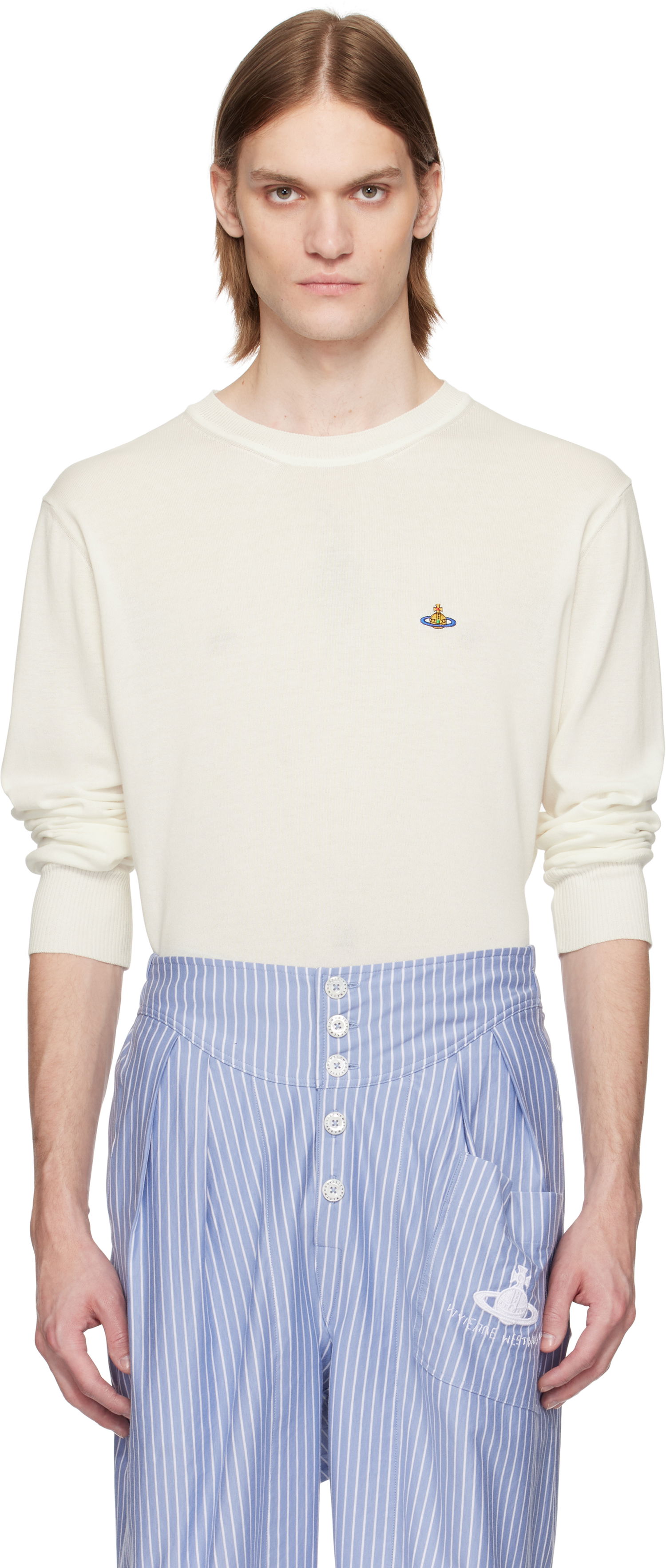 Sveter Vivienne Westwood Vivienne Westwood Alex Round Neck Sweater Biela | 27010012-Y003F-, 0