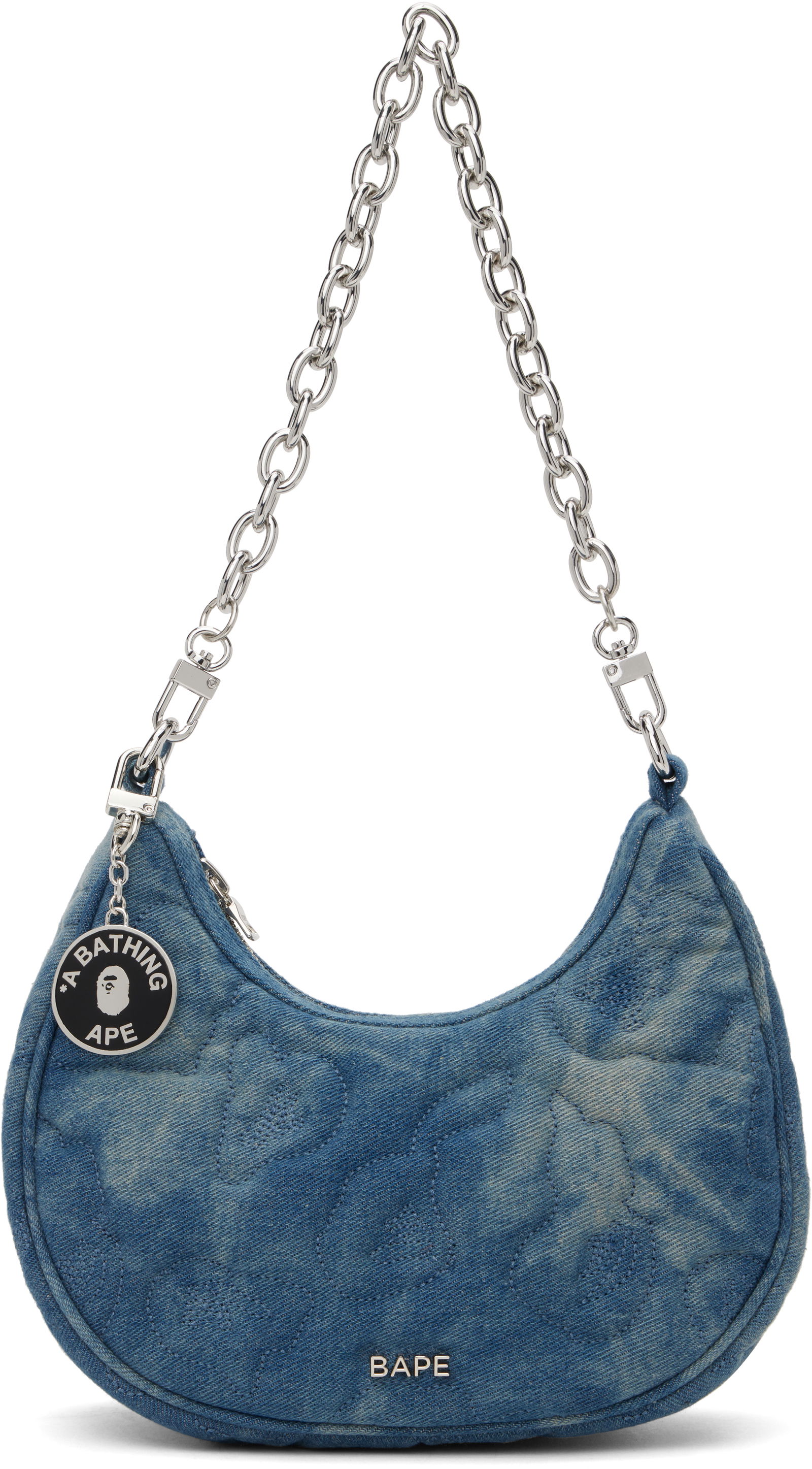 Camo Quilting Denim Moon Shape Bag