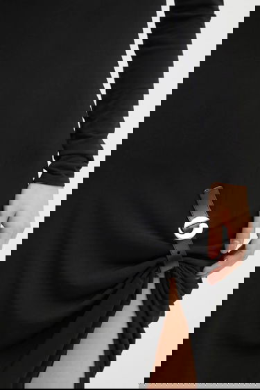 Šaty Coperni Suspended Long-Sleeve Midi Dress with Side Buckle Detail Čierna | COPR243F5022, 3