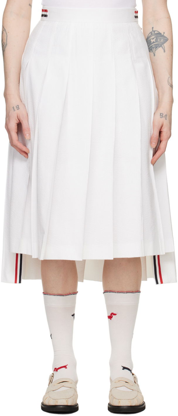 Sukňa Thom Browne Pleated Midi Skirt Biela | FGCA01A-00572, 0