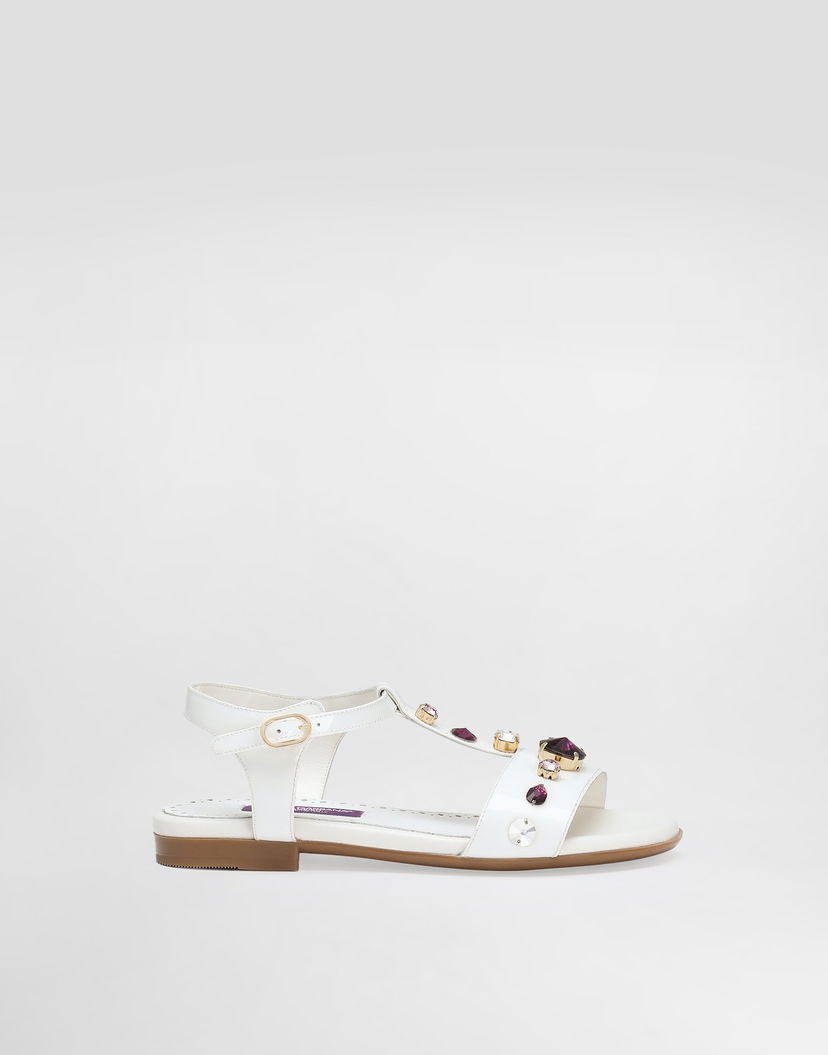 Doplnky Dolce & Gabbana Dolce & Gabbana Patent Leather Sandals With Crystals Biela | D11364AN1968V135