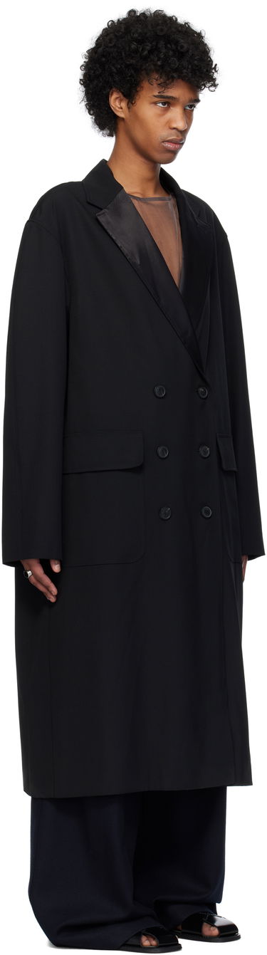 Kabáty Dries Van Noten Dries Van Noten Wool Barathea Double-Breasted Coat Čierna | 251-020228-1063, 1