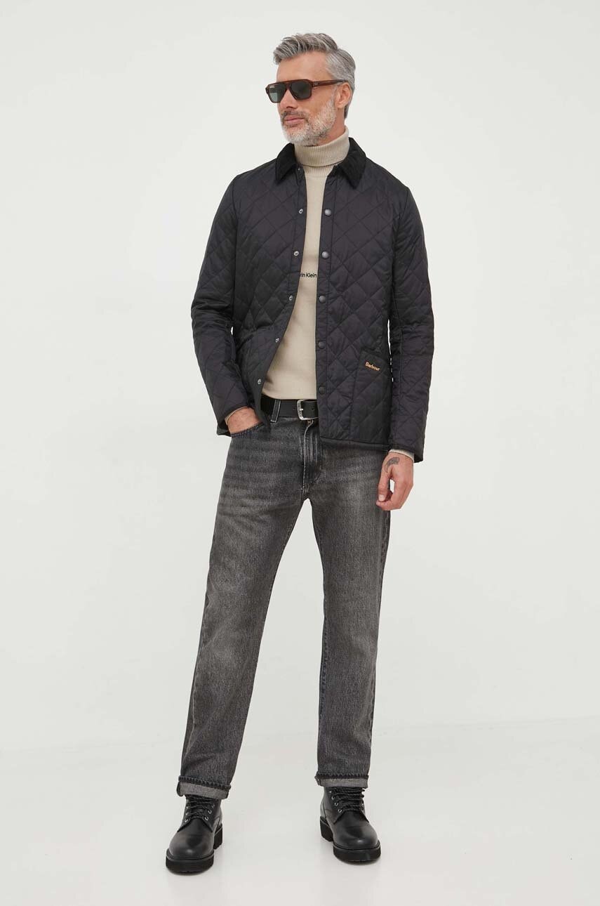 Bunda Barbour Transitional Quilted Jacket with Corduroy Collar Čierna | MQU0240, 1