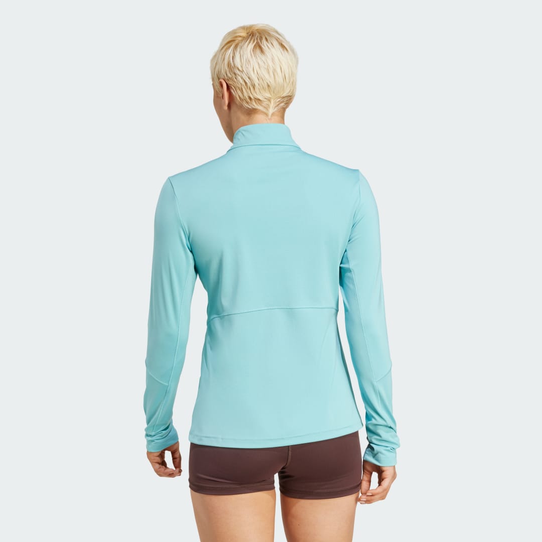 Tričko adidas Performance Hyperglam Training Quarter-Zip Tyrkysová | IX3228, 1