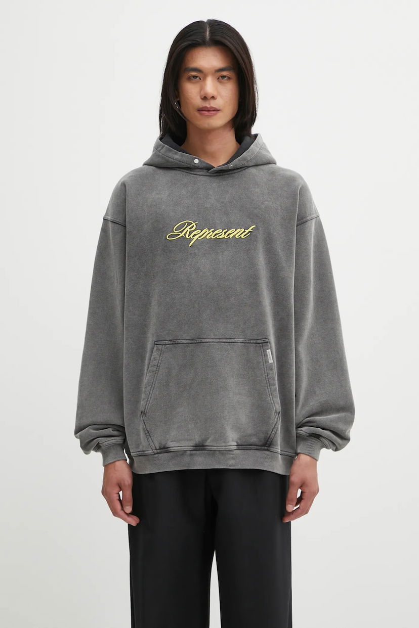 Mikina Represent Clo Represent Script Logo Hoodie Šedá | MLM100028