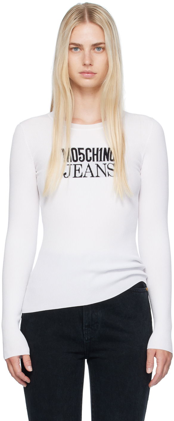 Sveter Moschino Jeans Crewneck Sweater Biela | 242K10926, 0