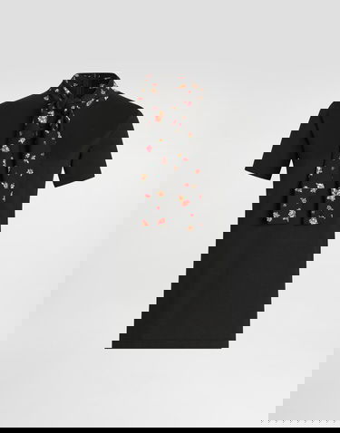 Tričko Dolce & Gabbana Jersey T-shirt with Floral Tie Neck Čierna | F8W28ZGDDPCN0000, 0