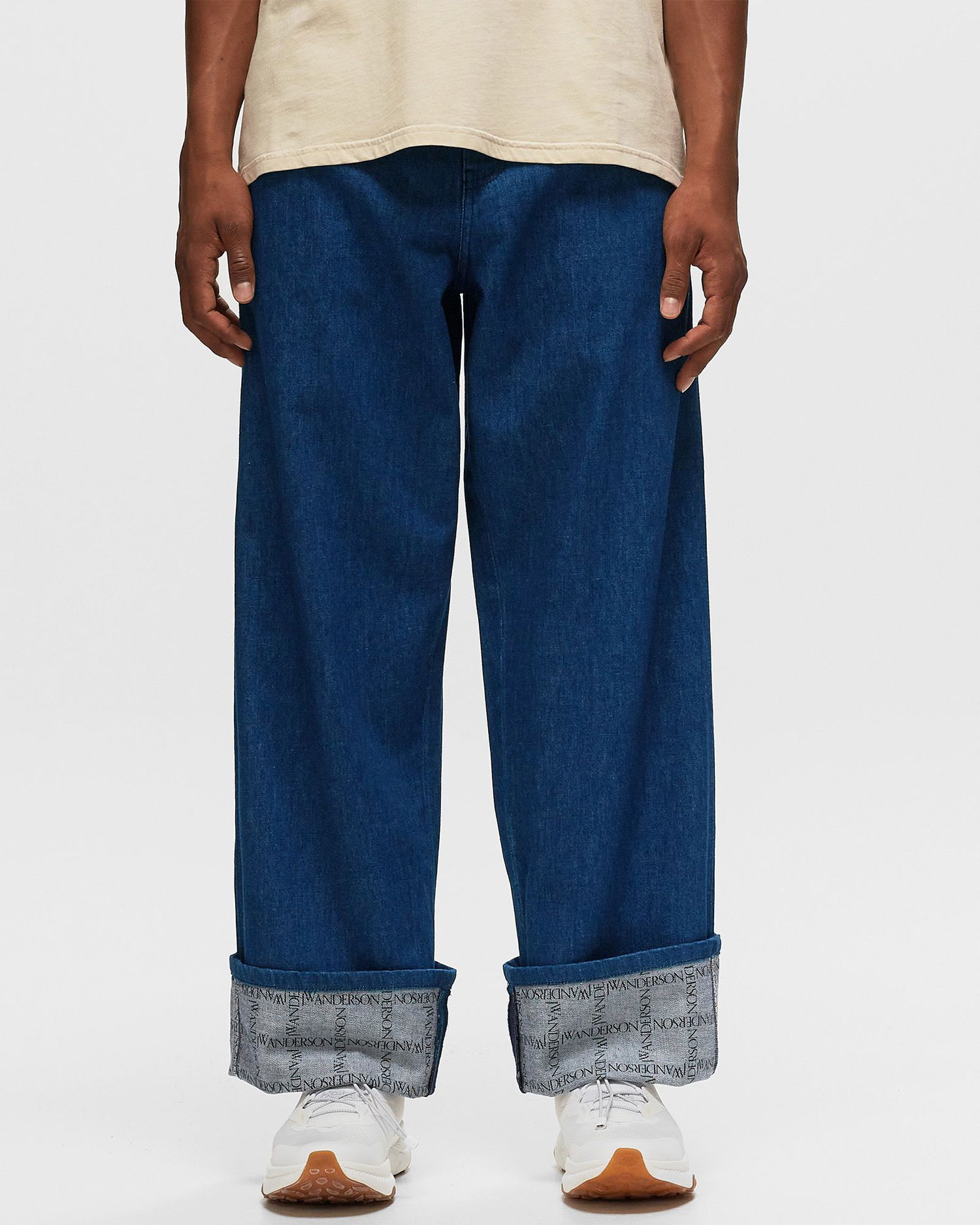 Džínsy JW Anderson LOGO GRID TURN UP WORKWEAR JEANS Navy | DT0078-PG1336-870, 1